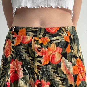midi to maxi floral hawaiian print skirt with button details down the front